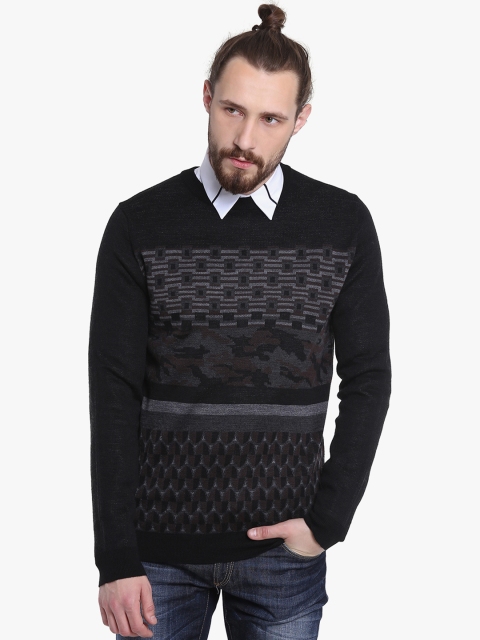 Antony Morato Men Black Self Design Pullover