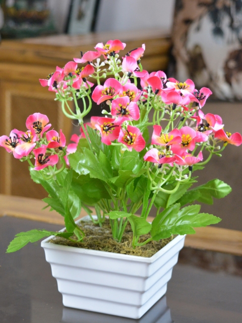 fancy mart Artificial Flower Mountain Spring with Pot, Pink