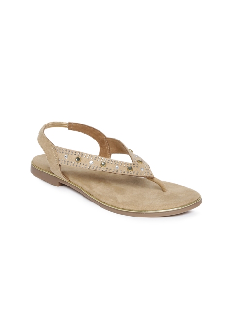 Inc 5 Women Beige Embellished Open Toe Flats