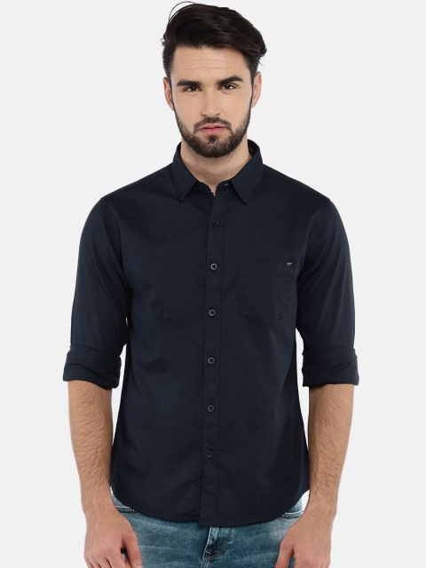 SPYKAR Men Navy Blue Slim Fit Solid Casual Shirt