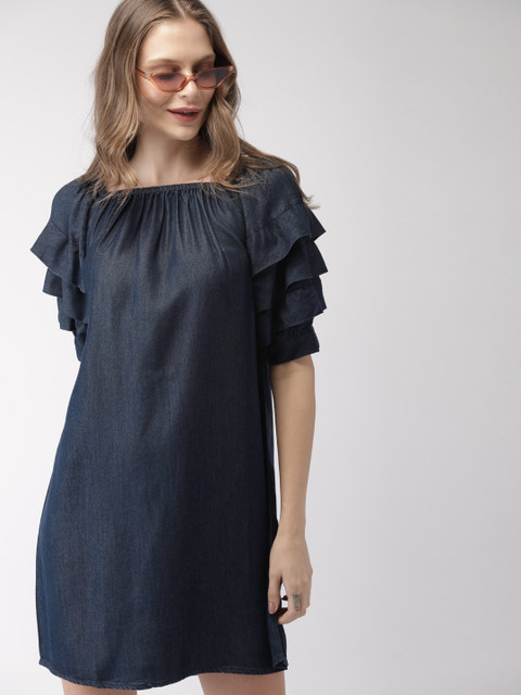 Mast & Harbour Women Navy Blue Solid Off-Shoulder A-Line Dress
Mast & Harbour Women Navy Blue Solid Off-Shoulder A-Line Dress