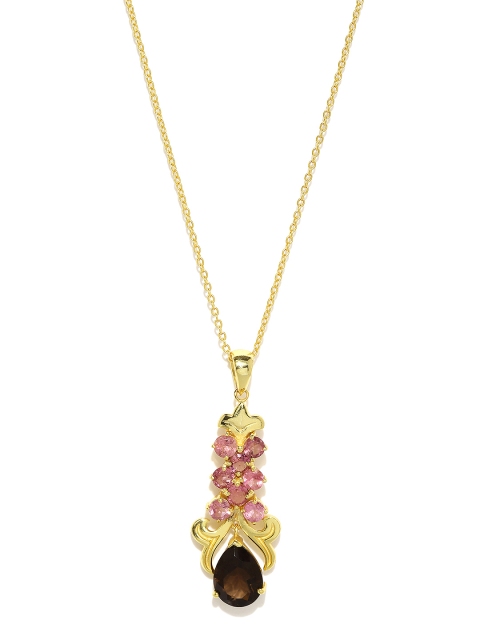 Gehna Gold-Toned Ethereal Smoky Topaz & Pink Tourmaline Sterling Silver Pendant with Chain
Gehna Gold-Toned Ethereal Smoky Topaz & Pink Tourmaline Sterling Silver Pendant with Chain