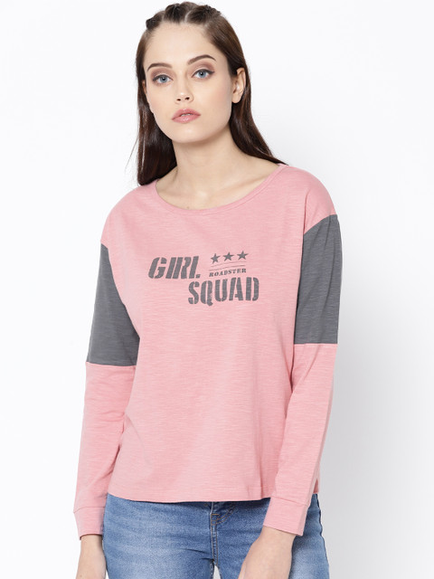 Roadster Women Pink & Grey Printed Round Neck T-shirt
Roadster Women Pink & Grey Printed Round Neck T-shirt