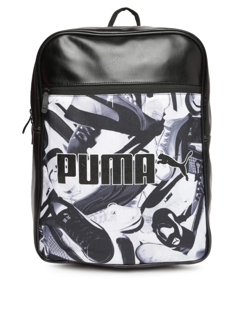Puma Unisex Black & White Graphic Campus Backpack