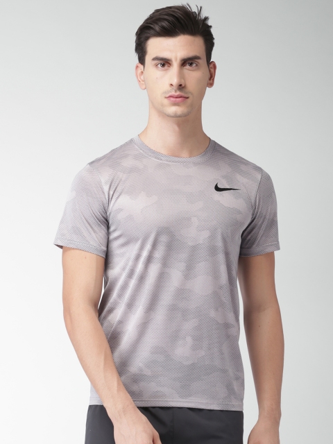 Nike Men Grey Printed Round Neck AS M NK DRY T-shirt