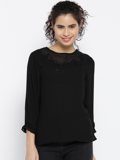 OPt Women Black Solid Top