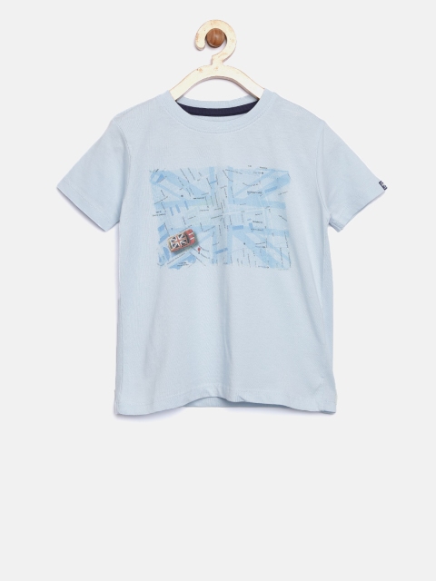 Pepe Jeans Boys Blue Printed Round Neck T-shirt