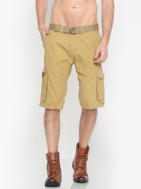 Sports52 wear Men Beige Solid Regular Fit Cargo Shorts