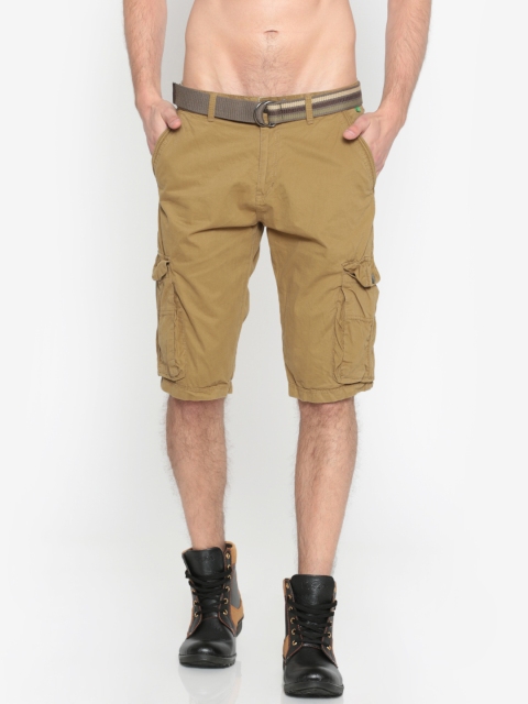 Sports52 wear Men Khaki Solid Regular Fit Cargo Shorts