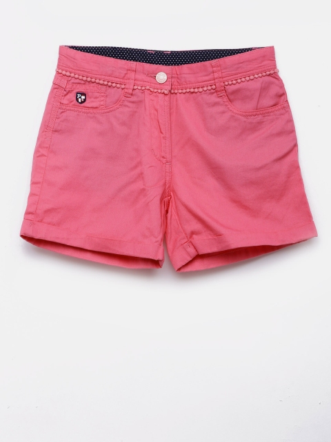 U.S. Polo Assn. Kids Girls Pink Solid Chino Shorts