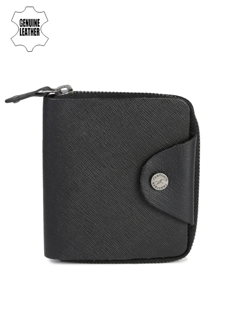 Fastrack Men Black Solid Zip Around Wallet