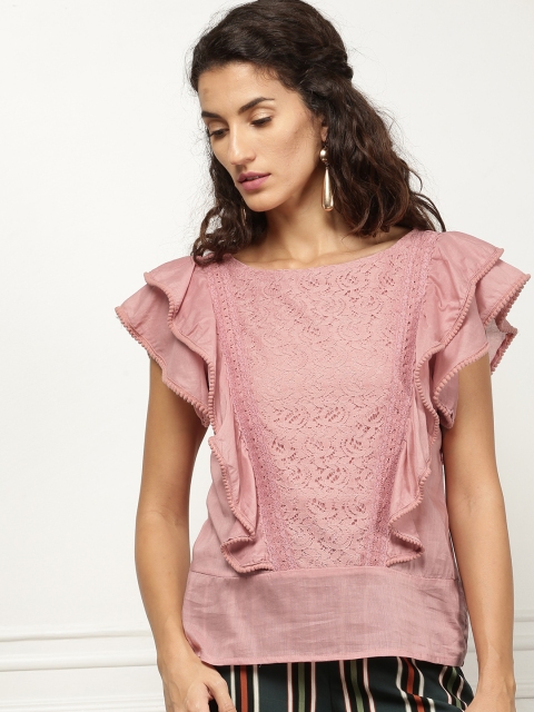 all about you Women Pink Solid Top