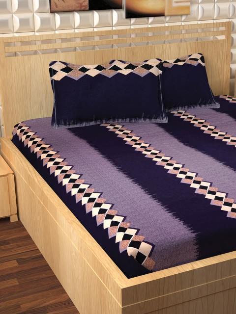Story@home Unisex Navy Blue & Lavender Abstract Flat 300 TC Cotton 1 King Bedsheet with 2 Pillow Covers
Story@home Unisex Navy Blue & Lavender Abstract Flat 300 TC Cotton 1 King Bedsheet with 2 Pillow Covers