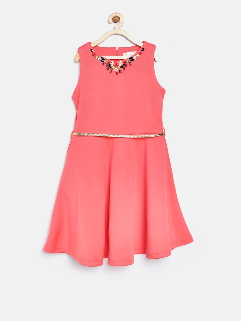 Tiny Girl Girls Coral Pink Embellished Detail Fit & Flare Dress