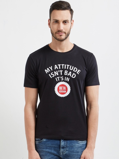 WYO Men Black Printed Round Neck T-shirt