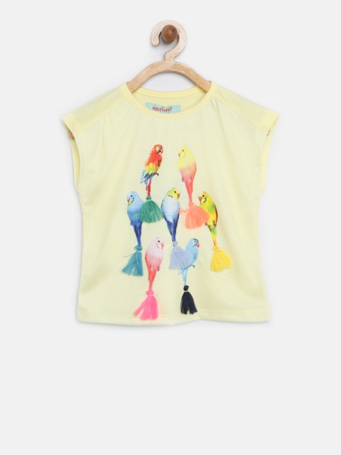 Nauti Nati Girls Yellow Parrot Print Top
