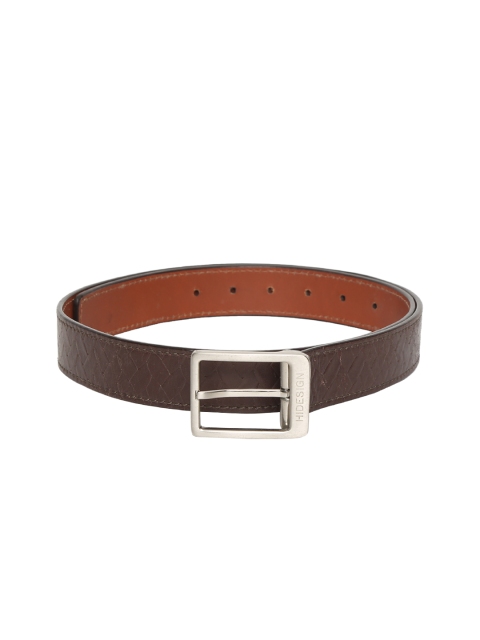 Hidesign Men Brown Leather Textured Reversible Belt