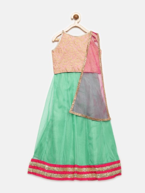YK Girls Peach-Coloured & Green Woven Design Ready to Wear Lehenga & Blouse with Dupatta
YK Girls Peach-Coloured & Green Woven Design Ready to Wear Lehenga & Blouse with Dupatta