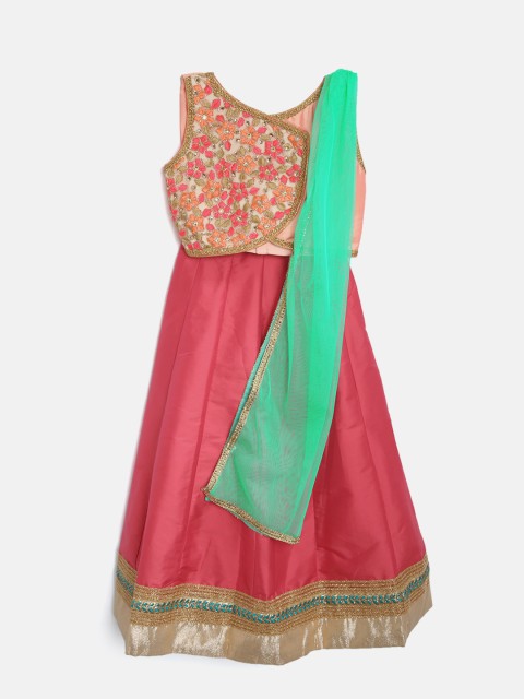 YK Girls Peach-Coloured & Pink Embroidered Ready to Wear Lehenga & Blouse with Dupatta
YK Girls Peach-Coloured & Pink Embroidered Ready to Wear Lehenga & Blouse with Dupatta
