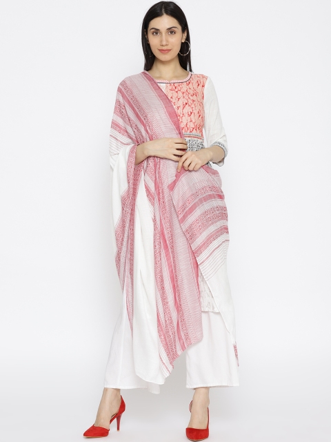 AURELIA Red & White Patterned Dupatta