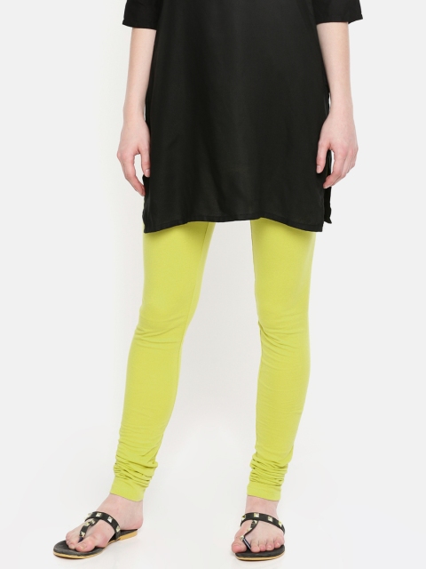 AURELIA Women Lime Green Solid Leggings
