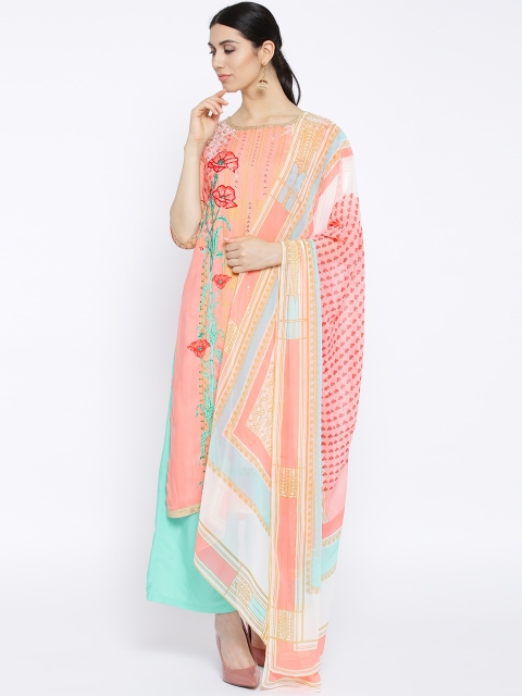 AURELIA Women Peach-Coloured & Sea Green Printed Kurta with Palazzos & Dupatta
AURELIA Women Peach-Coloured & Sea Green Printed Kurta with Palazzos & Dupatta