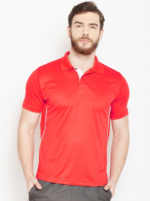 Lotto Men Red Solid Polo Collar T-shirt