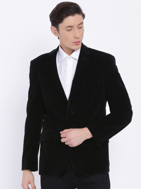 Theme Black Single-Breasted Corduroy Casual Blazer