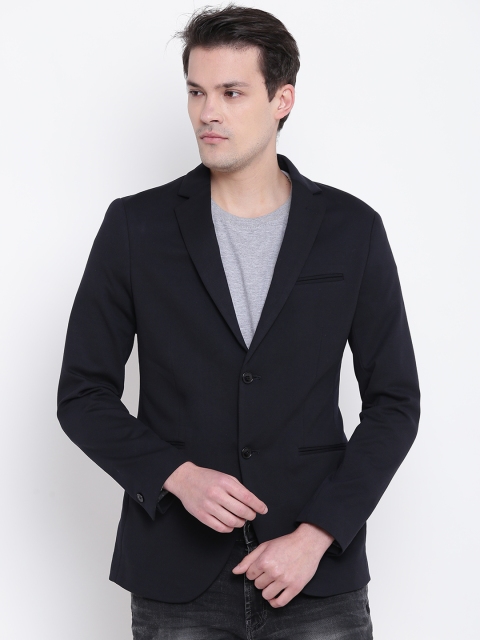 United Colors of Benetton Black Slim Fit Single-Breasted Casual Blazer