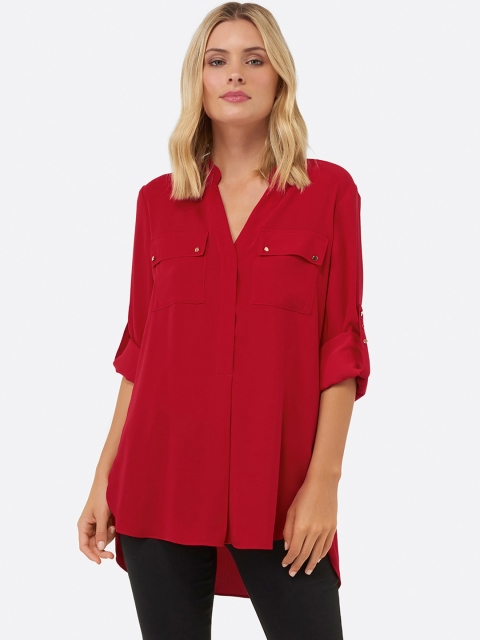 Forever New Women Red Solid Shirt Style Top