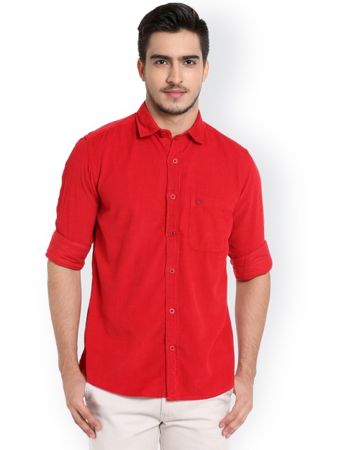 Integriti Men Red Slim Fit Solid Casual Shirt