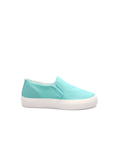 United Colors of Benetton Girls Sea Green Textured Slip-Ons