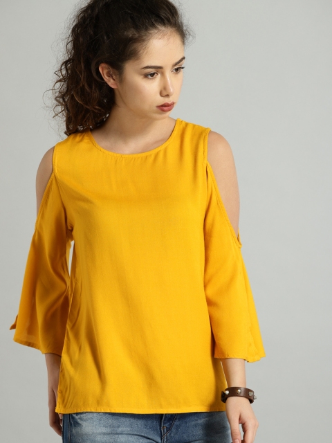 Roadster Women Mustard Yellow Solid Top