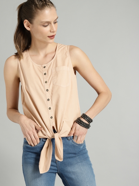Roadster Women Beige Solid Top