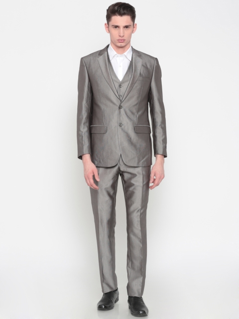 Peter England Grey Tailored Fit Single Breasted Party Suit