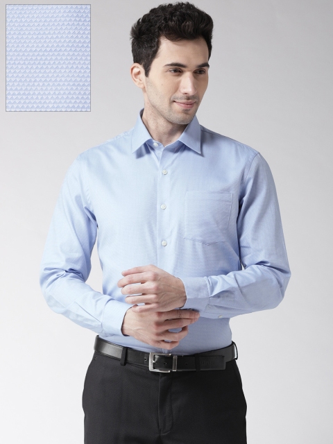 Arrow Men Blue Snug Slim Fit Self Design Formal Shirt