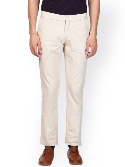 ColorPlus Men Beige Regular Fit Solid Regular Trousers