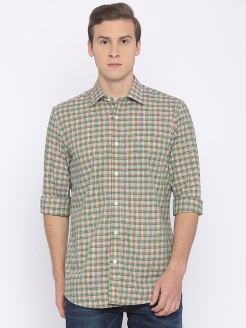 ColorPlus Men Green Tailored Fit Checked Casual Shirt 
ColorPlus Men Green Tailored Fit Checked Casual Shirt