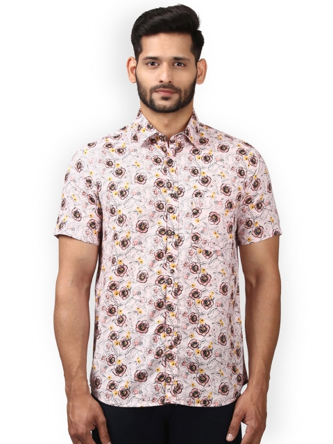 ColorPlus Men Pink Regular Fit Printed Casual Shirt