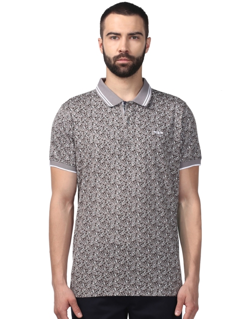 ColorPlus Men Grey Printed Polo Collar T-shirt