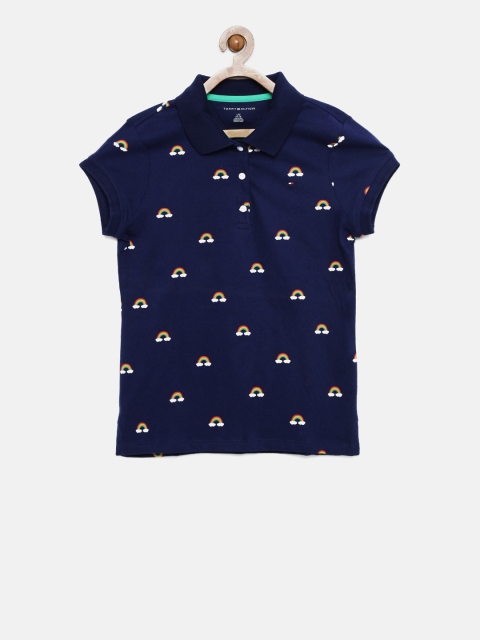 Tommy Hilfiger Girls Navy Blue Polo T-shirt
