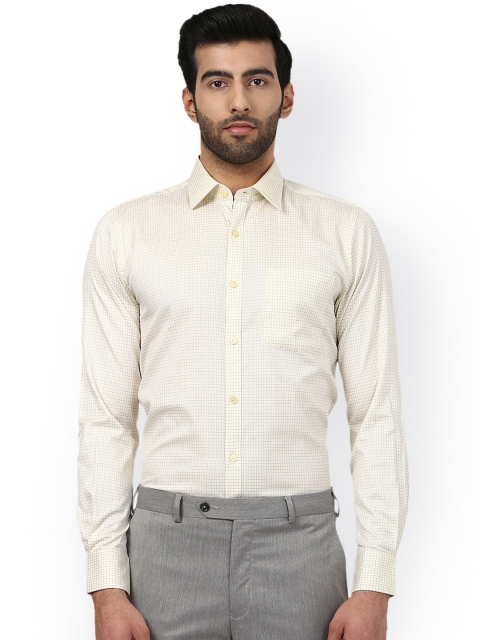 Raymond Men Beige Regular Fit Checked Casual Shirt