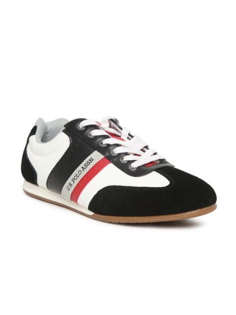 U.S. Polo Assn. Men Black & White Colourblocked Sneakers