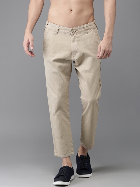 Moda Rapido Men Beige Slim Fit Solid Cropped Chinos