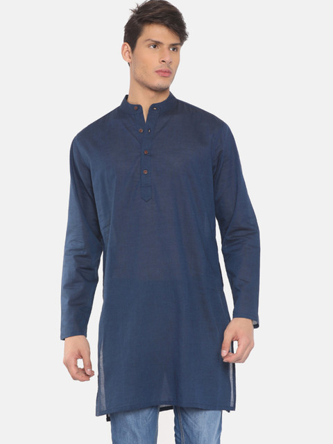 Melange by Lifestyle Men Navy Blue Solid Straight Kurta
Melange by Lifestyle Men Navy Blue Solid Straight Kurta