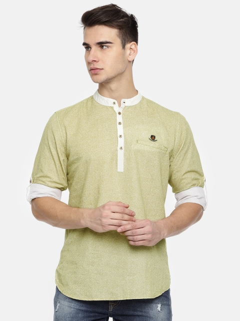 The Indian Garage Co Men Khaki Printed Straight Kurta