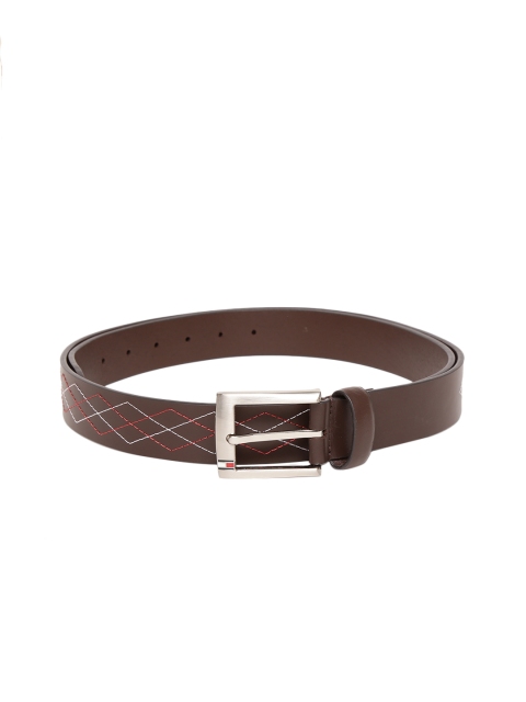 Tommy Hilfiger Men Brown Leather Thread-Work Belt