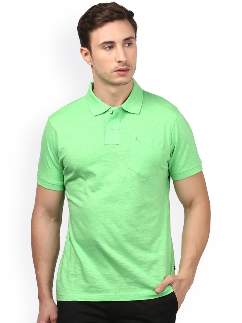 Parx Men Green Solid Polo Collar T-shirt