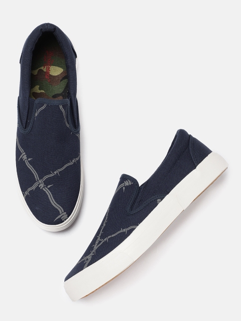 Roadster Men Navy Blue Slip-On Sneakers