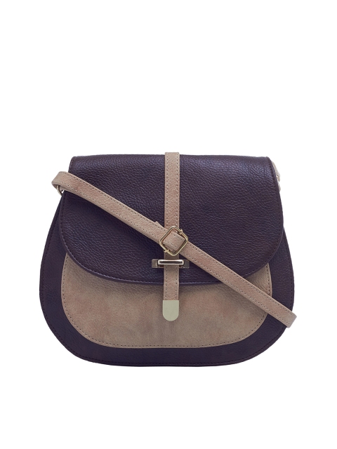 ESBEDA Brown & Black Solid Sling Bag